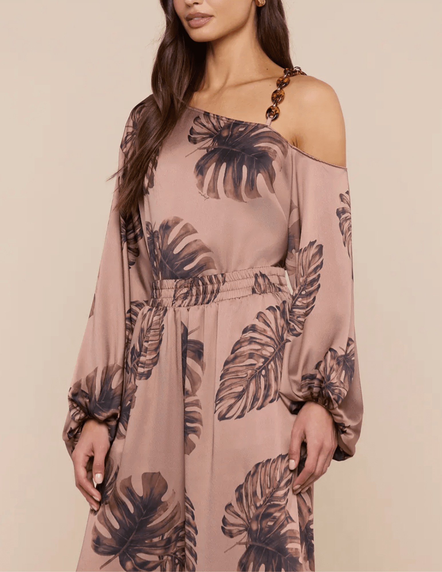 Side view of asymmetrical one shoulder blouse women