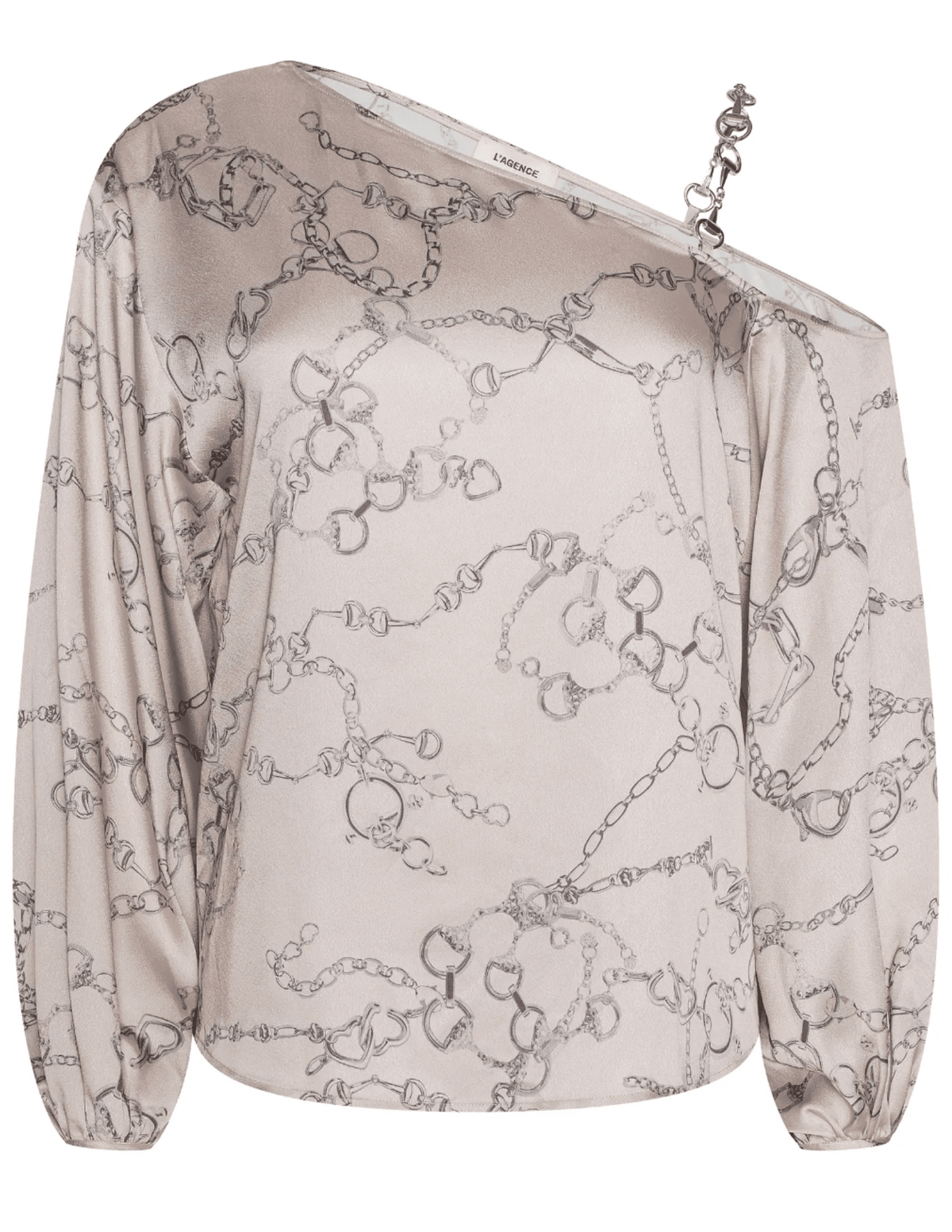 L’Agence Asami one shoulder blouse chain print