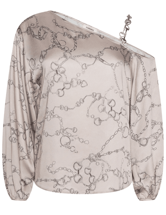 L’Agence Asami one shoulder blouse chain print
