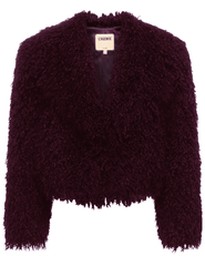 L’AGENCE Aura Crop Faux Fur Jacket in Primitivo.
