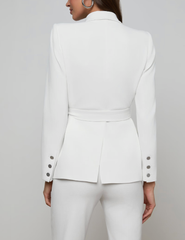 Back view of L’AGENCE ivory tailored wrap blazer