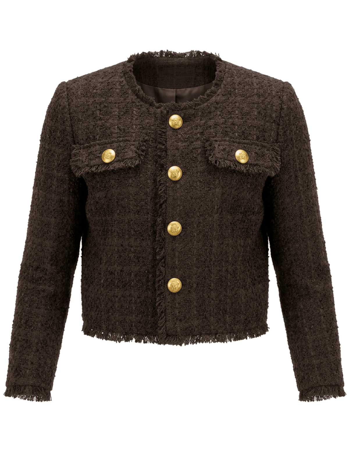 L'AGENCE Azeline Tweed Jacket Dark Espresso | Steven Dann