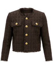 L'AGENCE Azeline Tweed Jacket Dark Espresso | Steven Dann