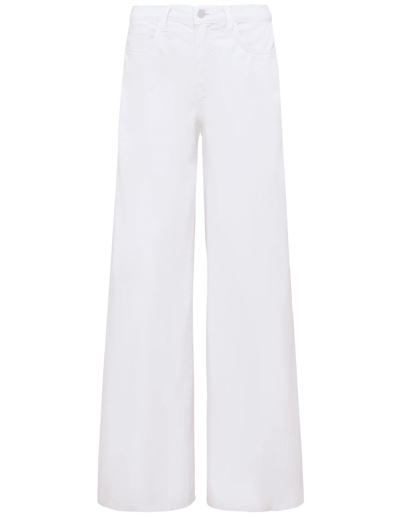 L'AGENCE Beau T-seam high rise wide leg jeans in Blanc, elegant white women’s denim with front T-seam detail and relaxed wide leg silhouette front view