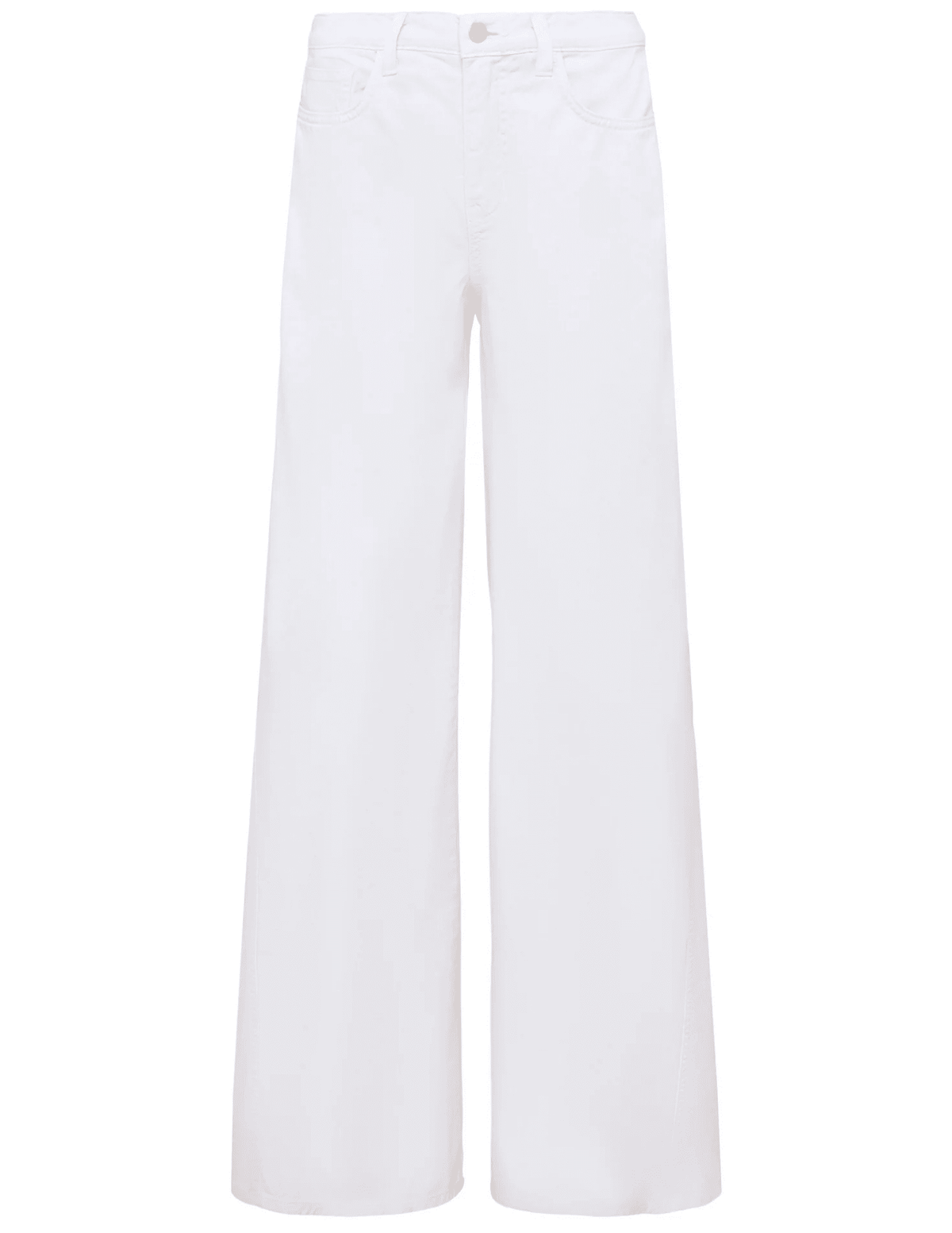 L'AGENCE Beau T-seam high rise wide leg jeans in Blanc, elegant white women’s denim with front T-seam detail and relaxed wide leg silhouette front view
