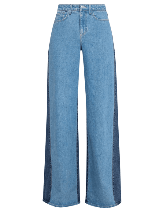 L’AGENCE Beau T-Seam wide leg jeans in Paso with high-rise waist and two-tone contrast