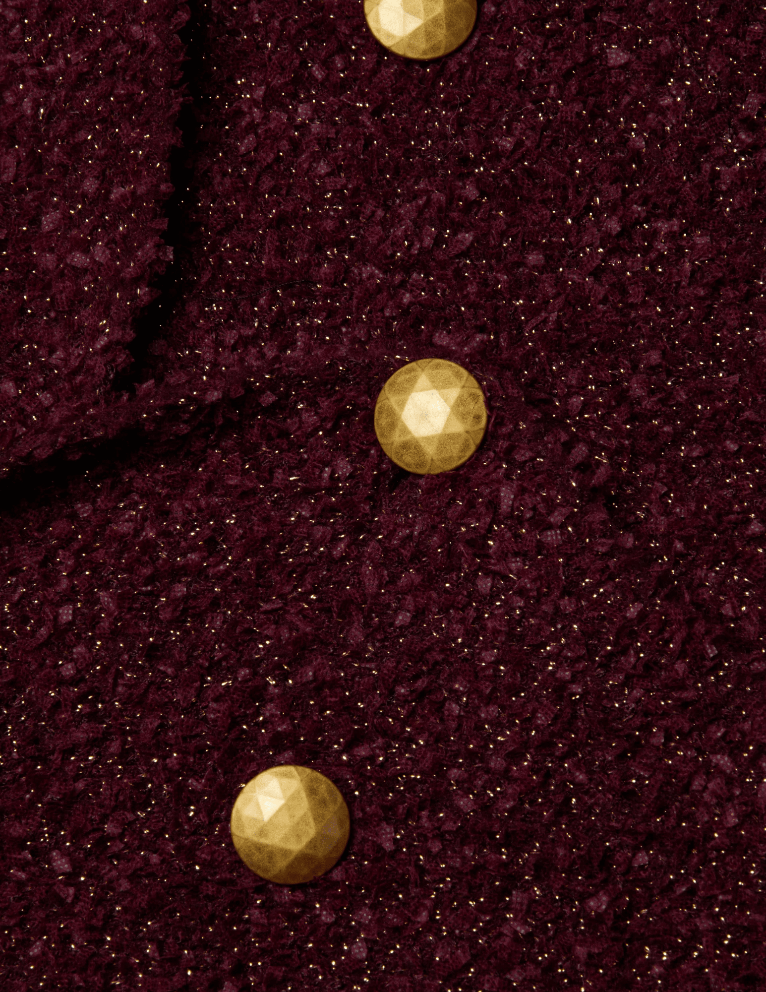 L’Agence Bethany Knit Tapered Blazer in dark syrah gold with geometric dome buttons