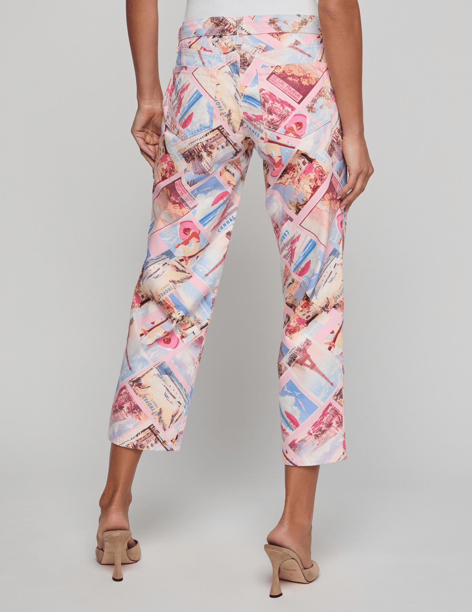LAgence Blaine low rise stovepipe jeans in pink postcard print back view