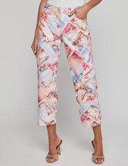 LAgence Blaine low rise stovepipe jeans in pink postcard print front view