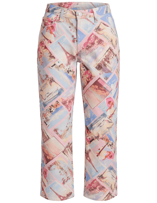 LAgence Blaine low rise stovepipe jeans in pink postcard print
