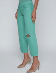 Side view of L’AGENCE Blaine green relaxed fit straight jeans