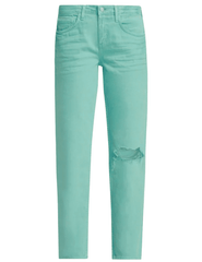 L’AGENCE Blaine Low Rise Stovepipe Jeans in Malachite Green Destruct wash