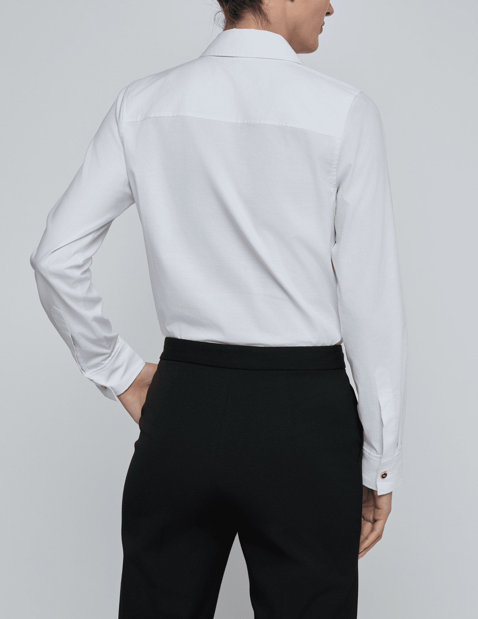 L’Agence Blake white poplin bodysuit long sleeve back view