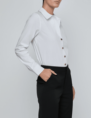 L’Agence Blake white poplin bodysuit long sleeve side view