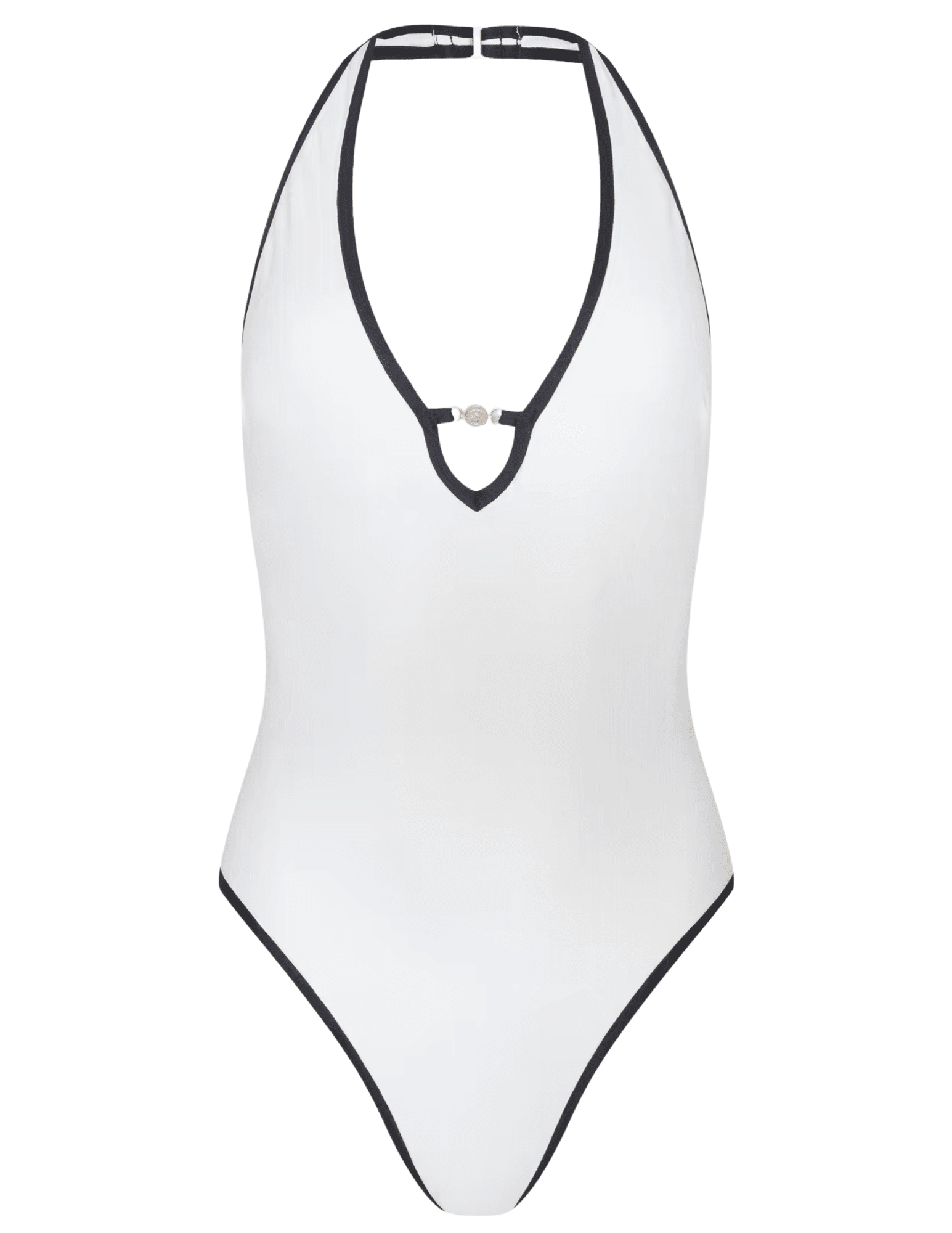 LAGENCE Breana white one piece swimsuit with black trim