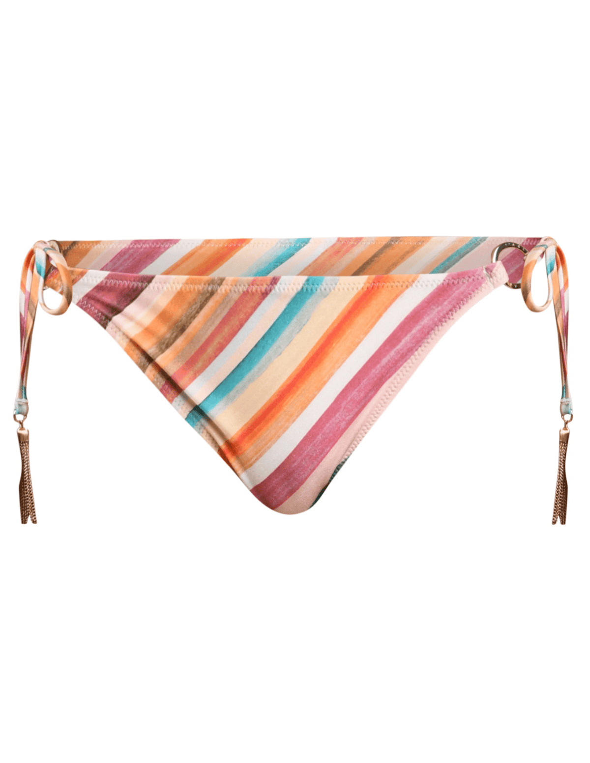L’AGENCE Britt tie-side bikini bottom in multi watercolor stripe