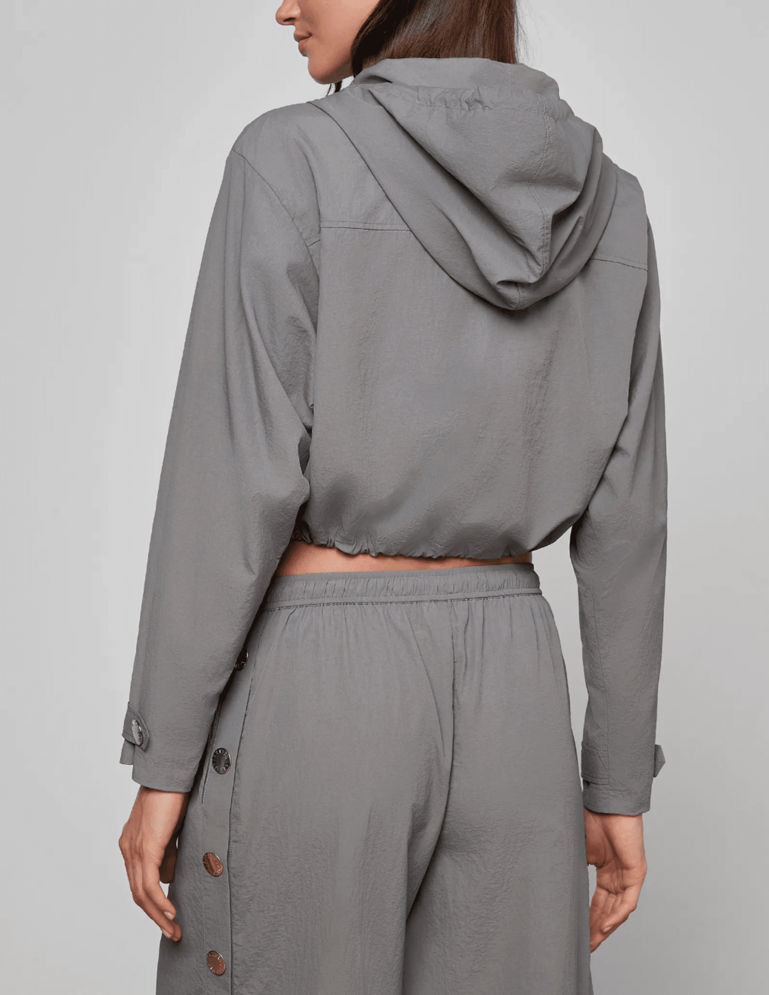 Back view of L’AGENCE Bronwyn hooded windbreaker