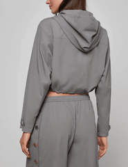 Back view of L’AGENCE Bronwyn hooded windbreaker