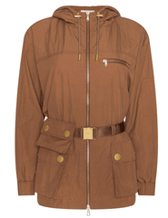 L’AGENCE Calina windbreaker jacket in fawn with gold hardware