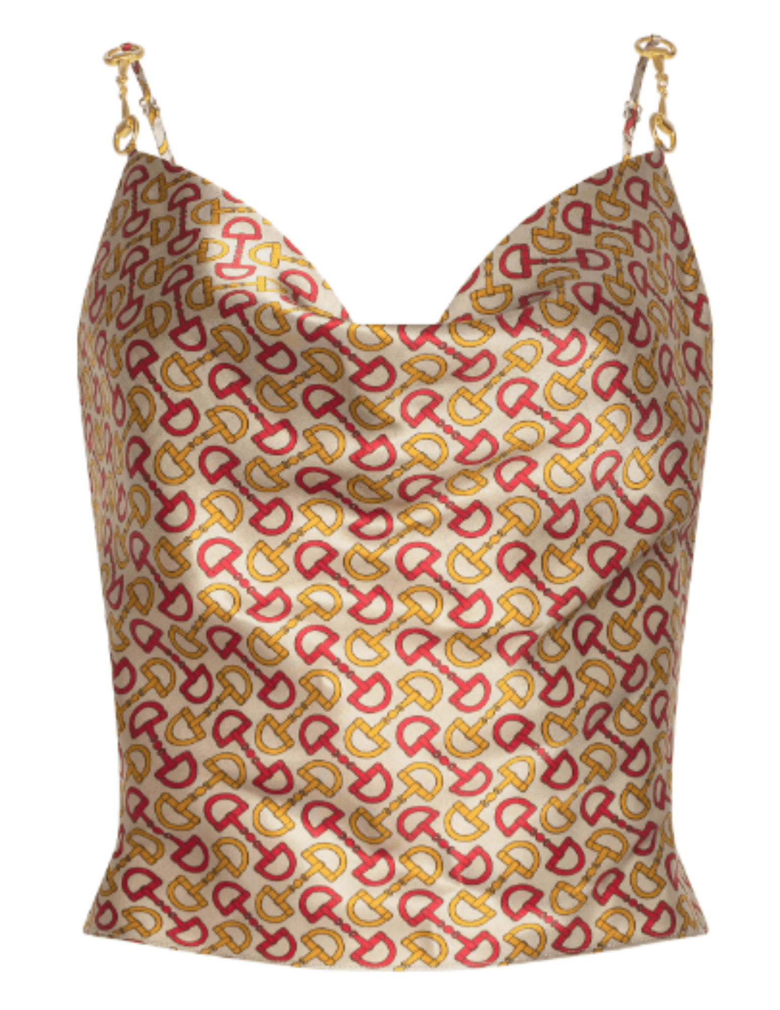 L’AGENCE Calista Silk Cowl Neck Cami in horse bit print