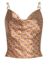 L’AGENCE Calista Silk Cowl Neck Cami in horse bit print