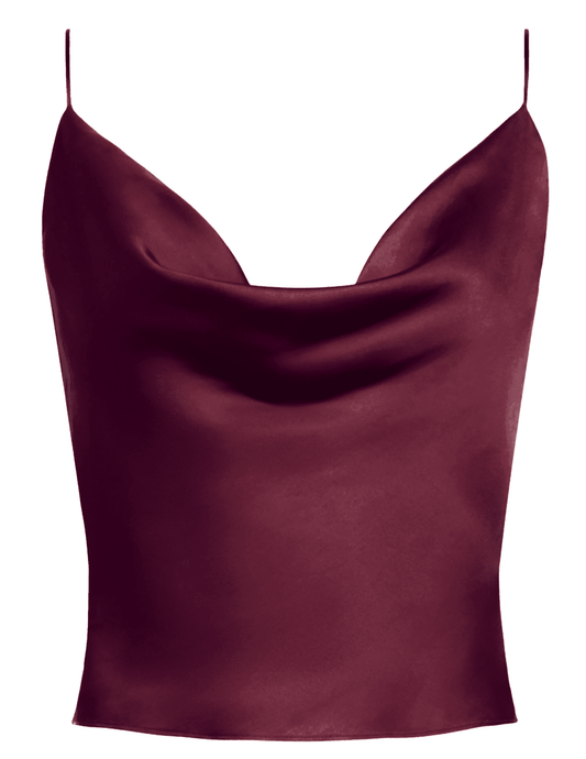 L’AGENCE Calista Cowl Neck Cami in Merlot Red