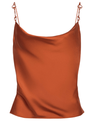 L'AGENCE Calista satin cowl neck cami in sienna with adjustable spaghetti straps