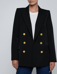 Front view of L’AGENCE Cambrie Oversized Double Breasted Blazer in Black.