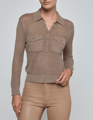 Front view of L’AGENCE Carine slim-fit pointelle sweater