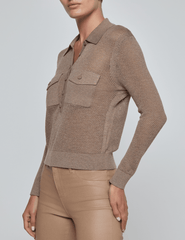 Side view of L’AGENCE Carine slim-fit pointelle sweater