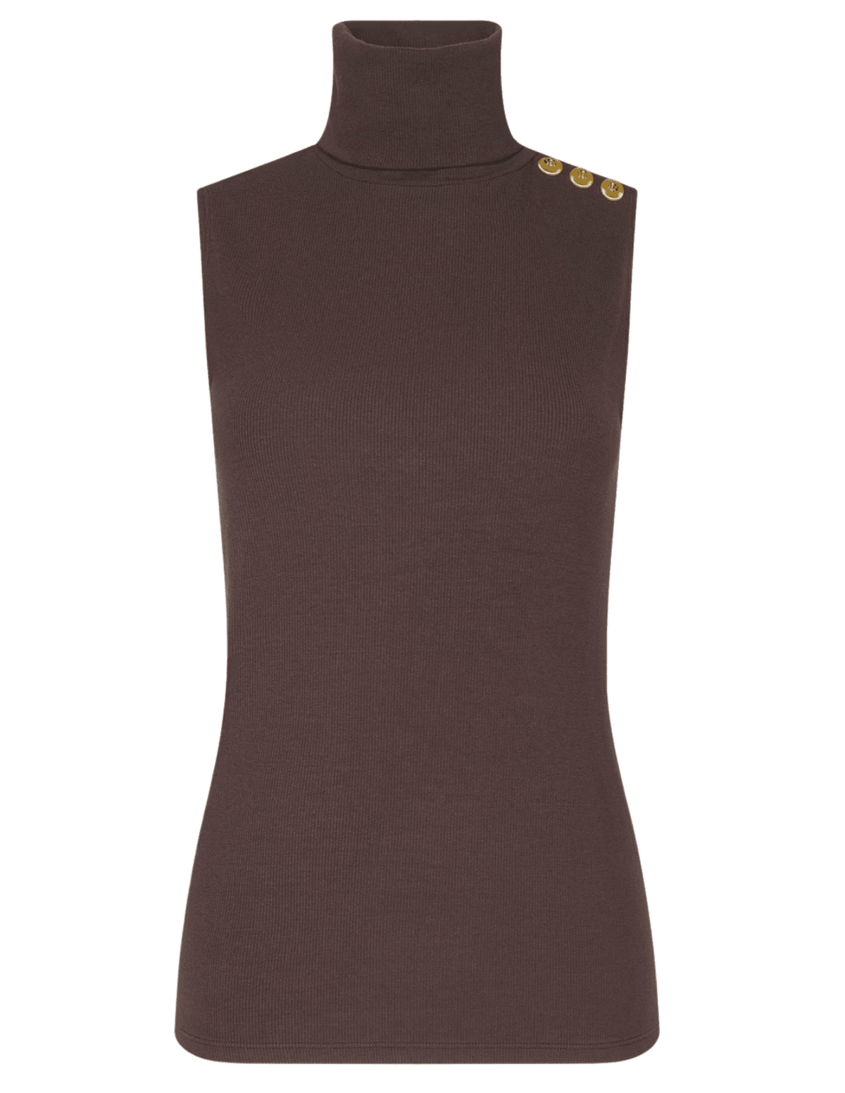 L'AGENCE Ceci Turtleneck Tank Dark Java & Gold