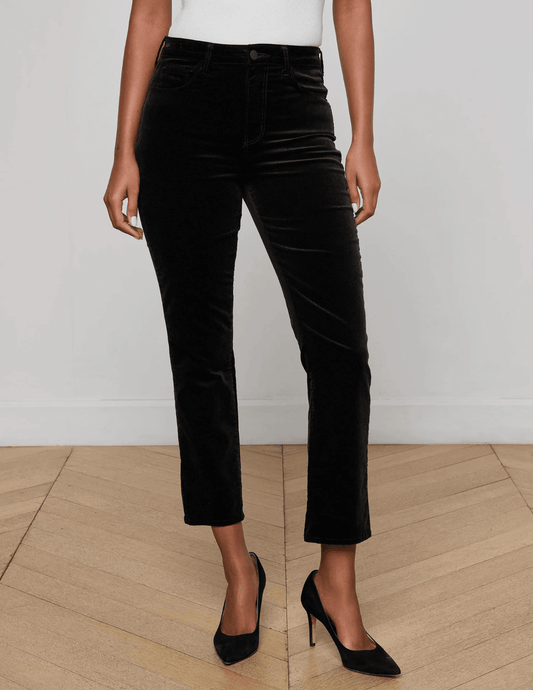 L’AGENCE Celestia Velvet Ultra High Rise Slim Jeans in Noir.