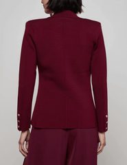 L’AGENCE Chamberlain Knit Blazer in Dark Port Gold, single-breasted back view.