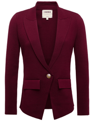 L’AGENCE Chamberlain Knit Blazer in Dark Port Gold, single-breasted