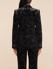 Back view of L’AGENCE Chamberlain Velvet Blazer Black Butterfly
