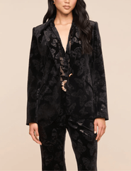 Front view of L’AGENCE Chamberlain Velvet Blazer Black Butterfly