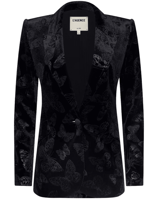 L’AGENCE Chamberlain Velvet Blazer Black Butterfly
