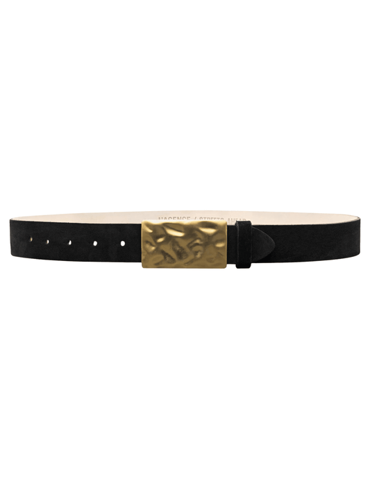 Luxury Italian suede belt handcrafted in Los Angeles"
