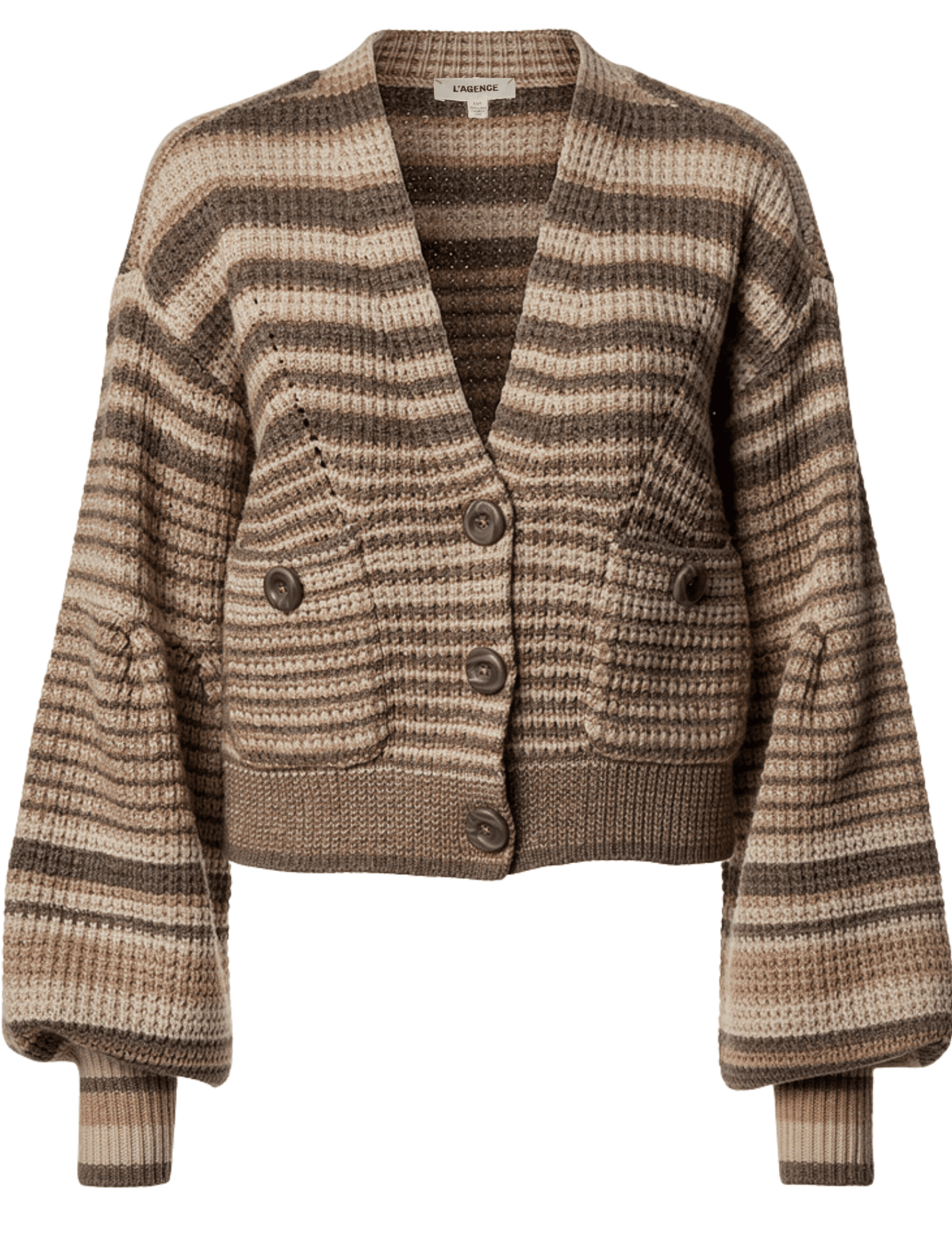 L’AGENCE Christabel Cropped Cardigan in Biscuit Multi Stripe