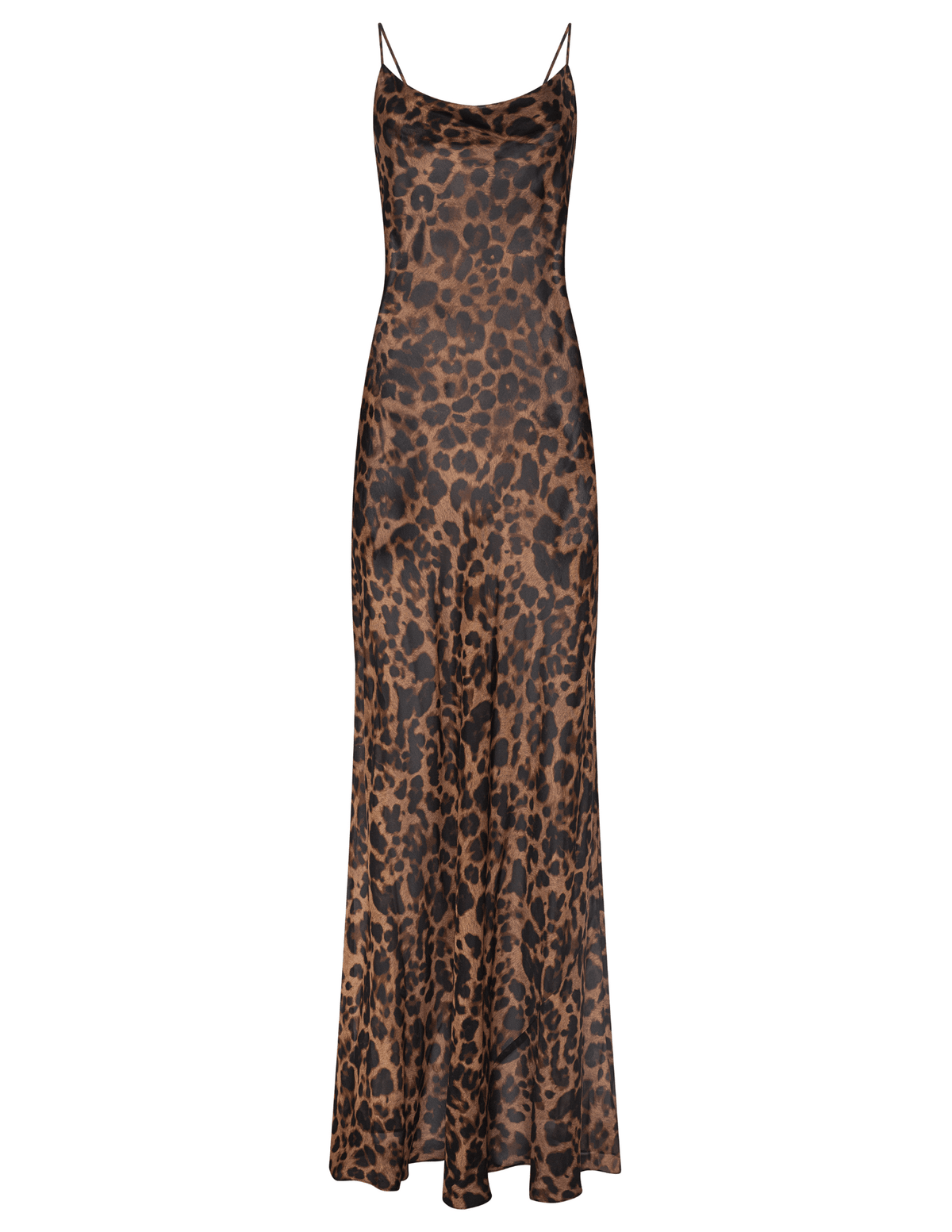 L’AGENCE Christine Cowl Neck Maxi Dress in leopard-print silk.