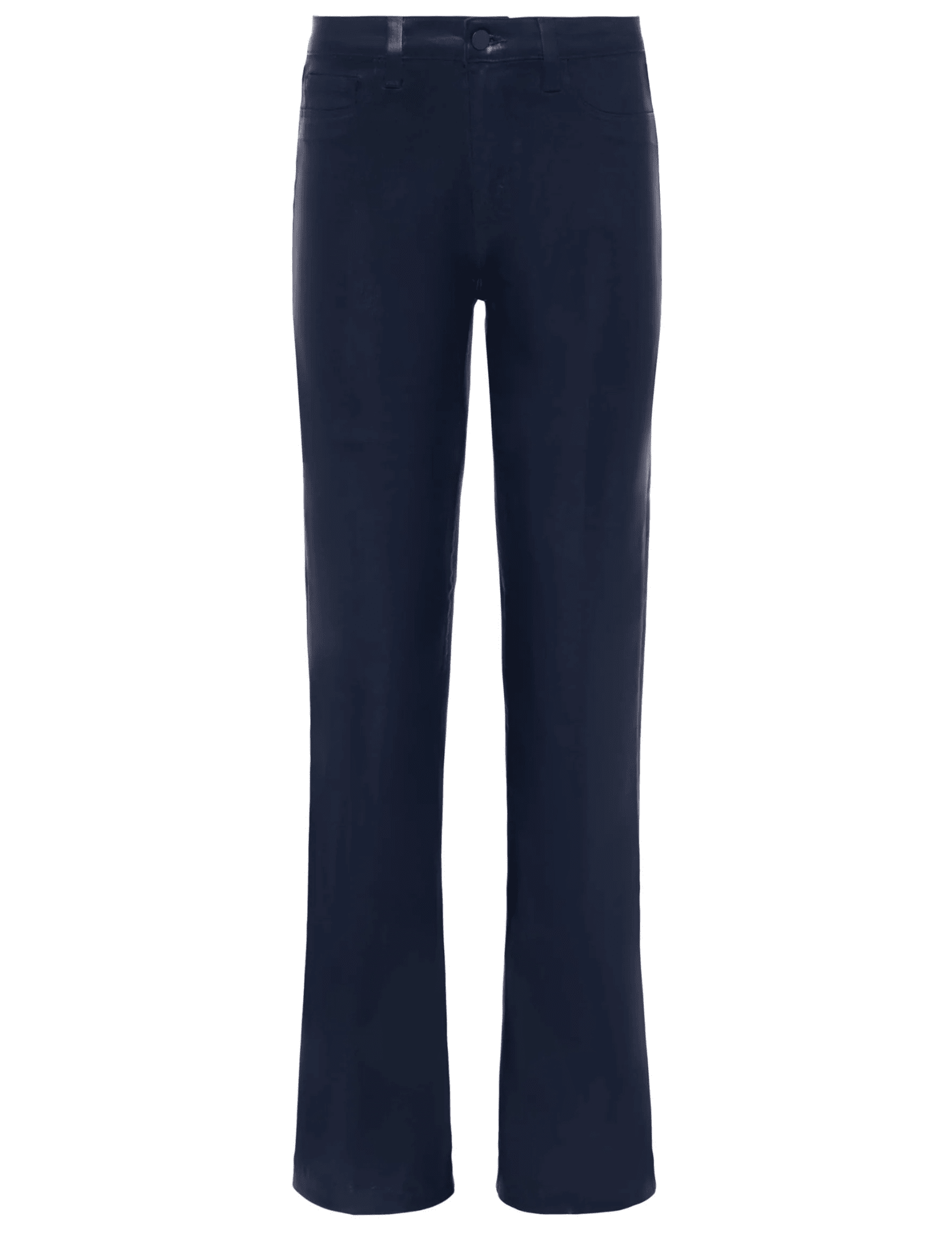 Front view of L'AGENCE Clayton High Rise Wide Leg Coated Jean in Deep Midnight Coated