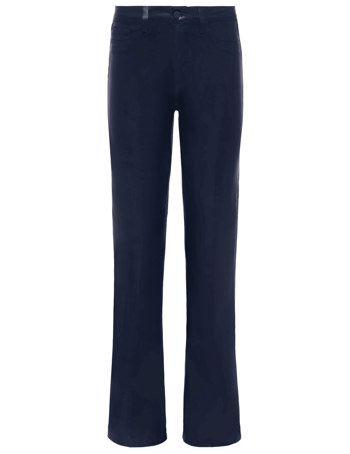 Front view of L'AGENCE Clayton High Rise Wide Leg Coated Jean in Deep Midnight Coated
