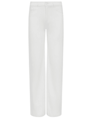 L'AGENCE Clayton high rise wide leg jeans in Ivory, women's elegant white denim with a flattering high waist and relaxed wide leg silhouette front view