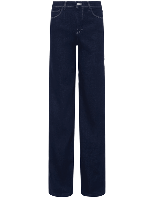 L’AGENCE Clayton Wide Leg Jeans in medium-blue Koval wash.