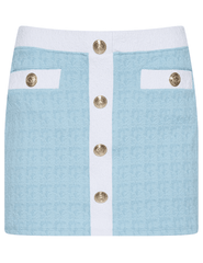 L’AGENCE Coco swim mini skirt in powder blue and white front view