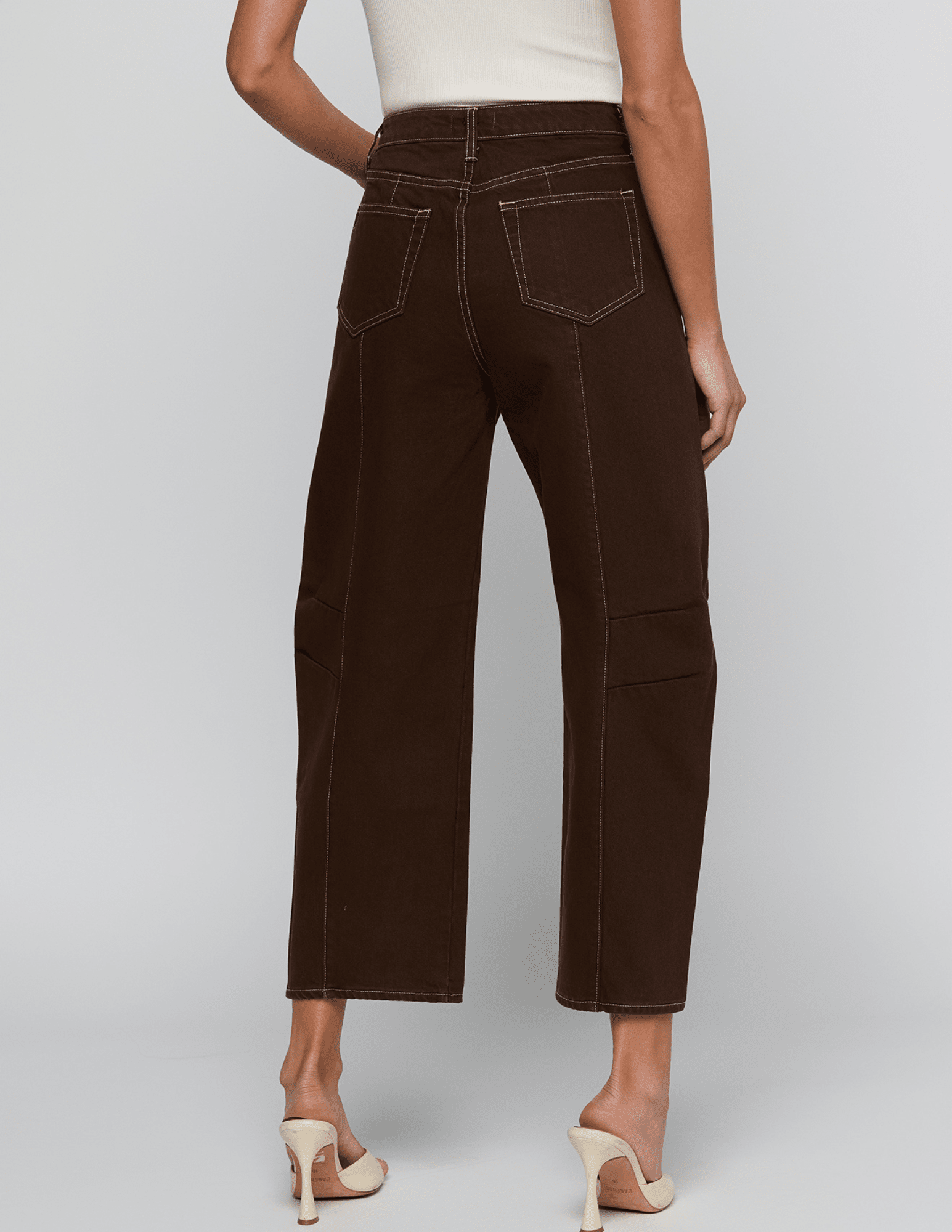 Back view of L'AGENCE Cody High Rise Barrel Jeans Brown Natural Contrast
