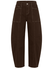 L'AGENCE Cody High Rise Barrel Jeans Brown Natural Contrast