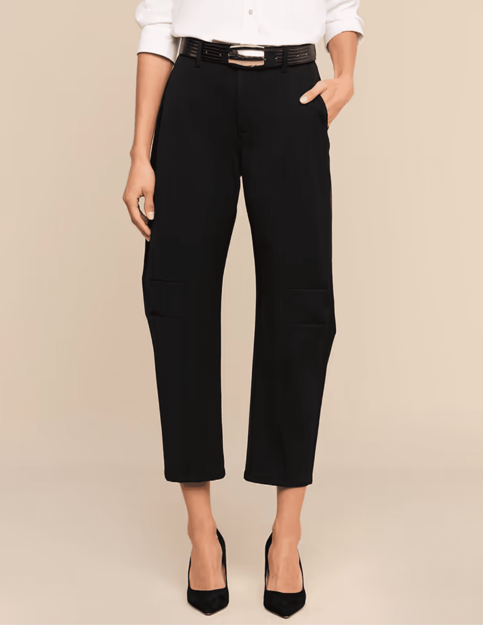 Front view of L'AGENCE Colby Barrel Trouser in Black