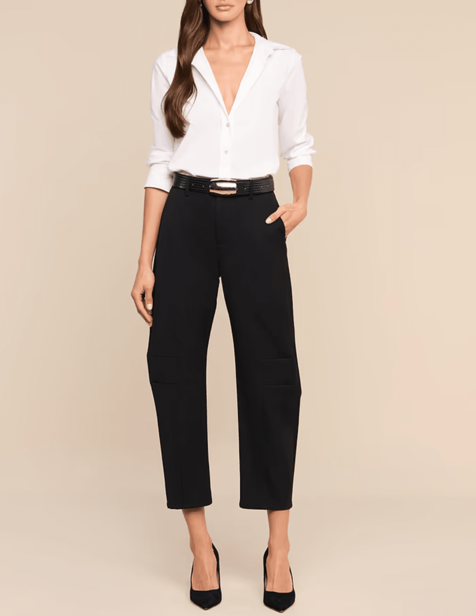 Full bodyview if L'AGENCE Colby Barrel Trouser in Black