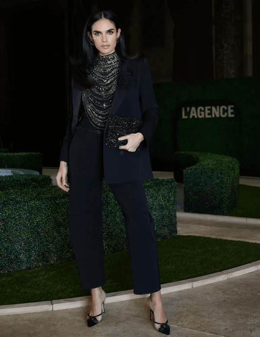 Styled view of L'AGENCE Colby Barrel Trouser in Black